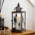 Large Antique Gold Tree Glass Candle Lantern