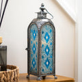 Silver Moroccan Diamond Mosaic Candle Lantern