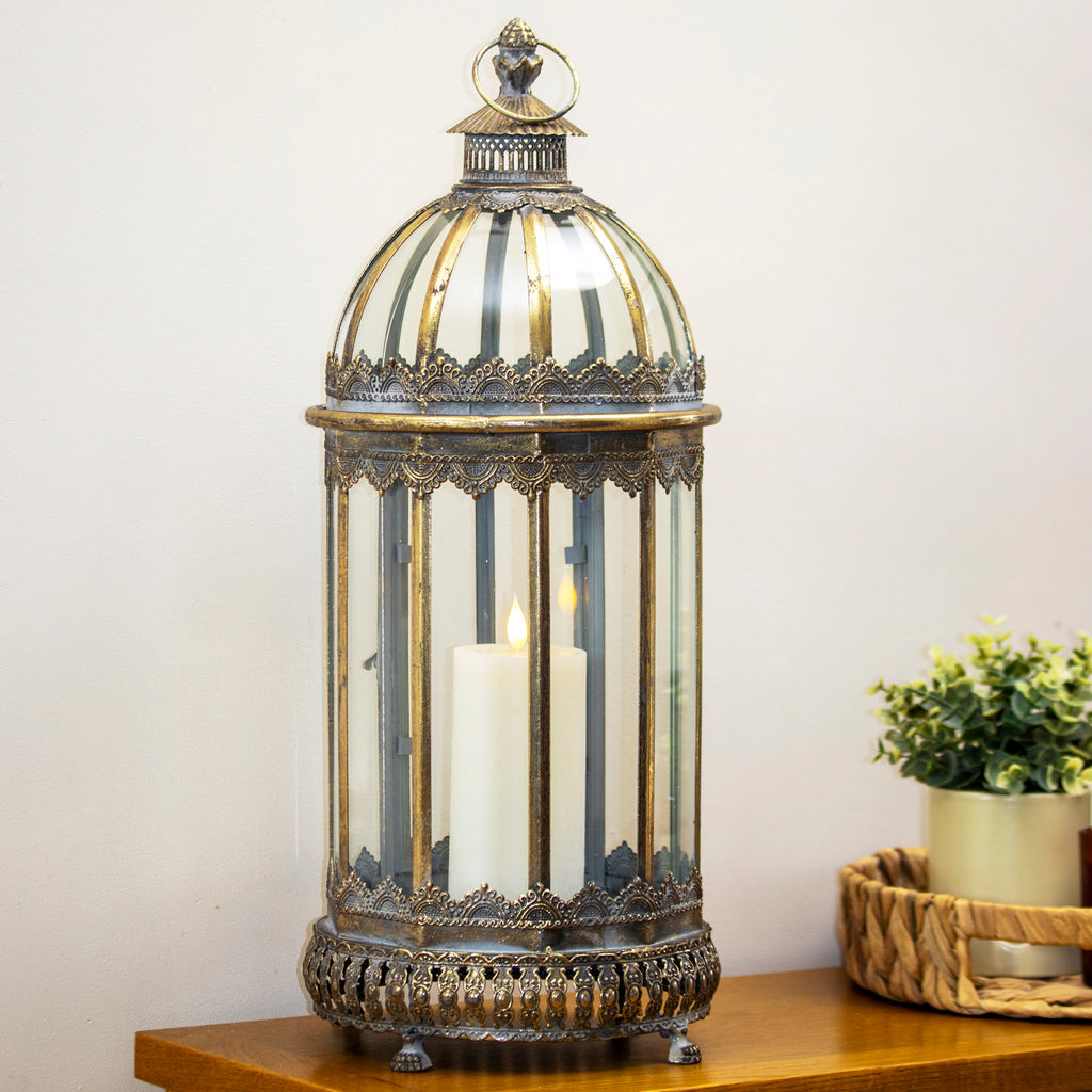 Antique Gold Moroccan Kasbah Candle Lantern