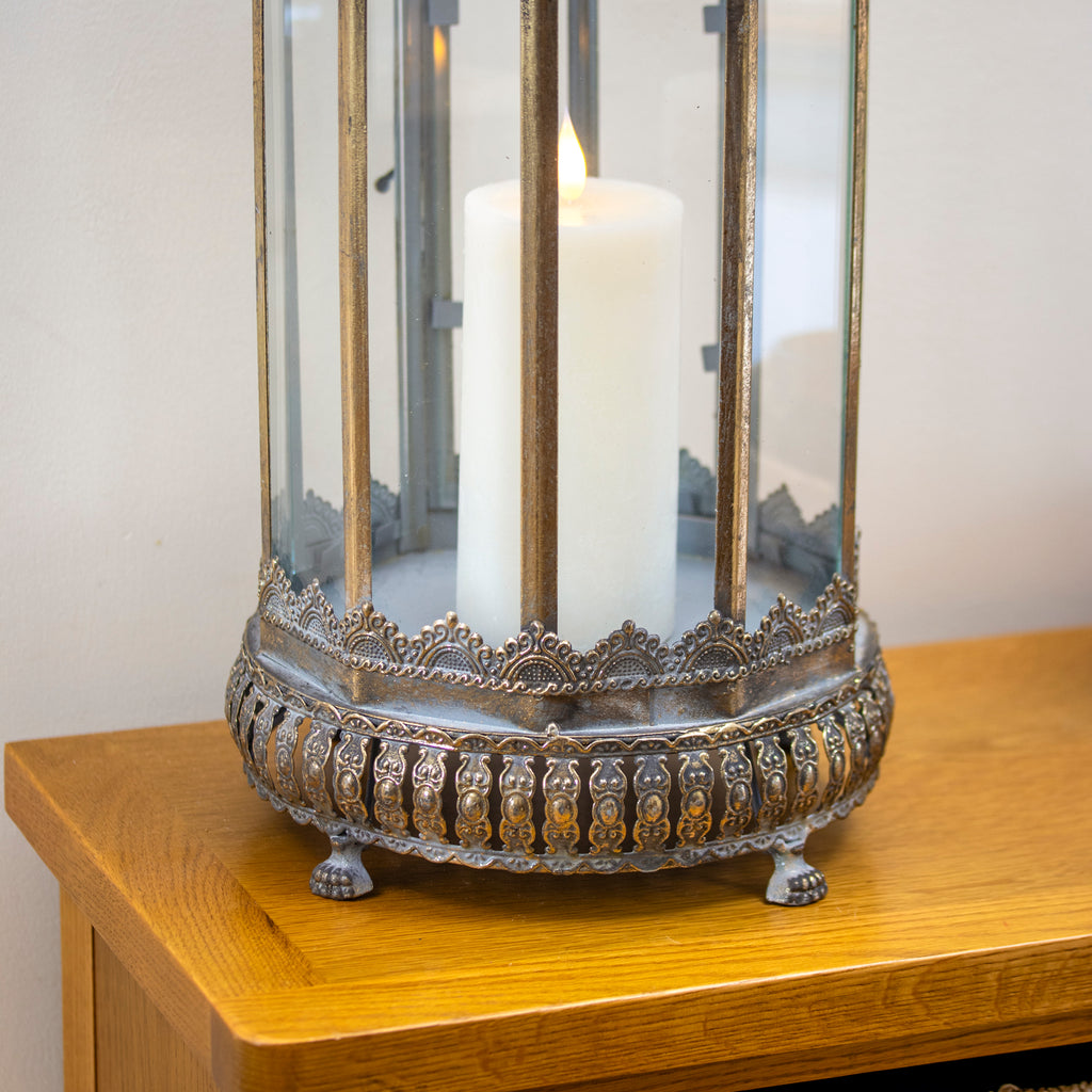Antique Gold Moroccan Kasbah Candle Lantern