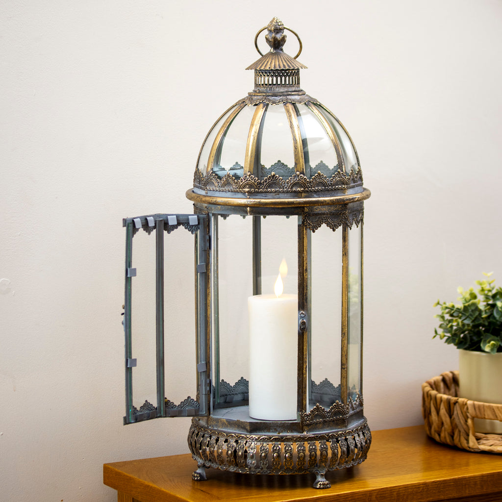 Antique Gold Moroccan Kasbah Candle Lantern