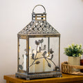 Vintage Gold Floral Glass Candle Lantern