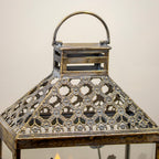 Vintage Gold Floral Glass Candle Lantern