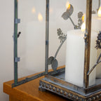 Vintage Gold Floral Glass Candle Lantern