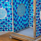 Blue Moroccan Mosaic Glass Candle Lantern