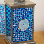 Blue Moroccan Mosaic Glass Candle Lantern