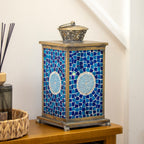 Blue Moroccan Mosaic Glass Candle Lantern