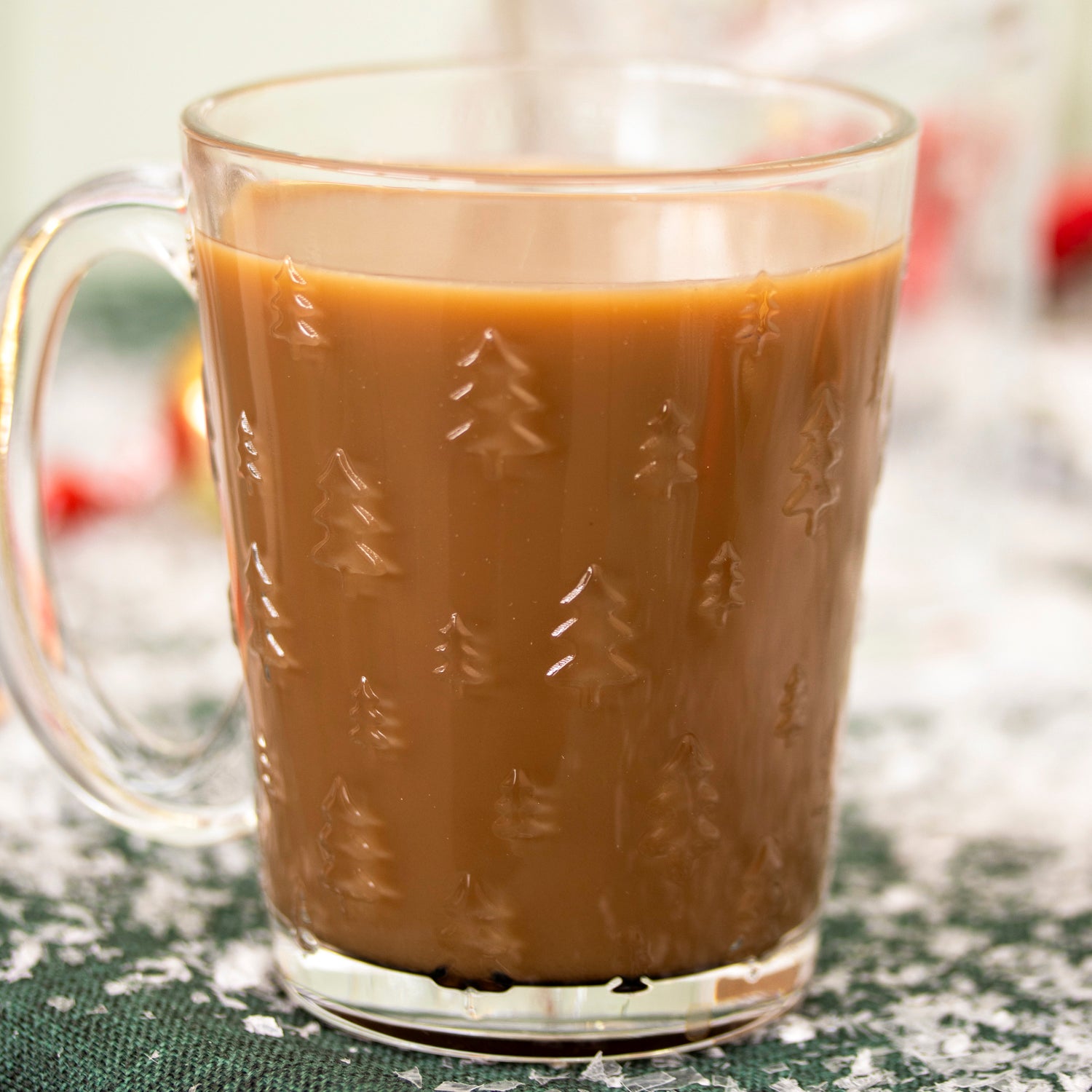 Set Of 4 Embossed Christmas Tree Glass Mugs