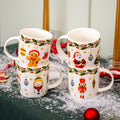 Set Of 4 Santa & Friends Christmas Ceramic Mugs