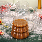 Set Of 4 Christmas Tree Shaped Glass Mugs