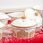 Set Of 4 Embossed Christmas House Mini Casserole Dishes
