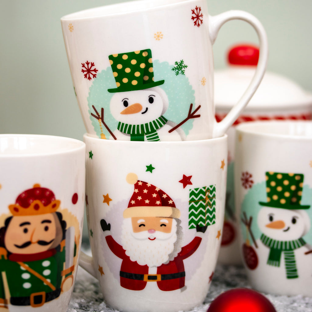 Set Of 6 Christmas Character Mugs