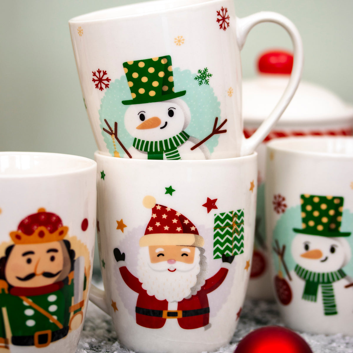 Set Of 6 Christmas Character Mugs