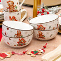 Set Of 4 Gingerbread Christmas Cereal Bowls