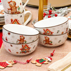 Set Of 4 Gingerbread Christmas Cereal Bowls