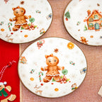 Set Of 4 Gingerbread Christmas Side Plates
