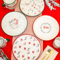 Set Of 4 Speckled Festive Christmas Dinner Plates