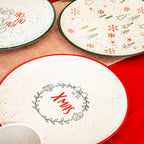 Set Of 4 Speckled Festive Christmas Dinner Plates
