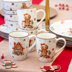 Set Of 4 Gingerbread Christmas Mugs