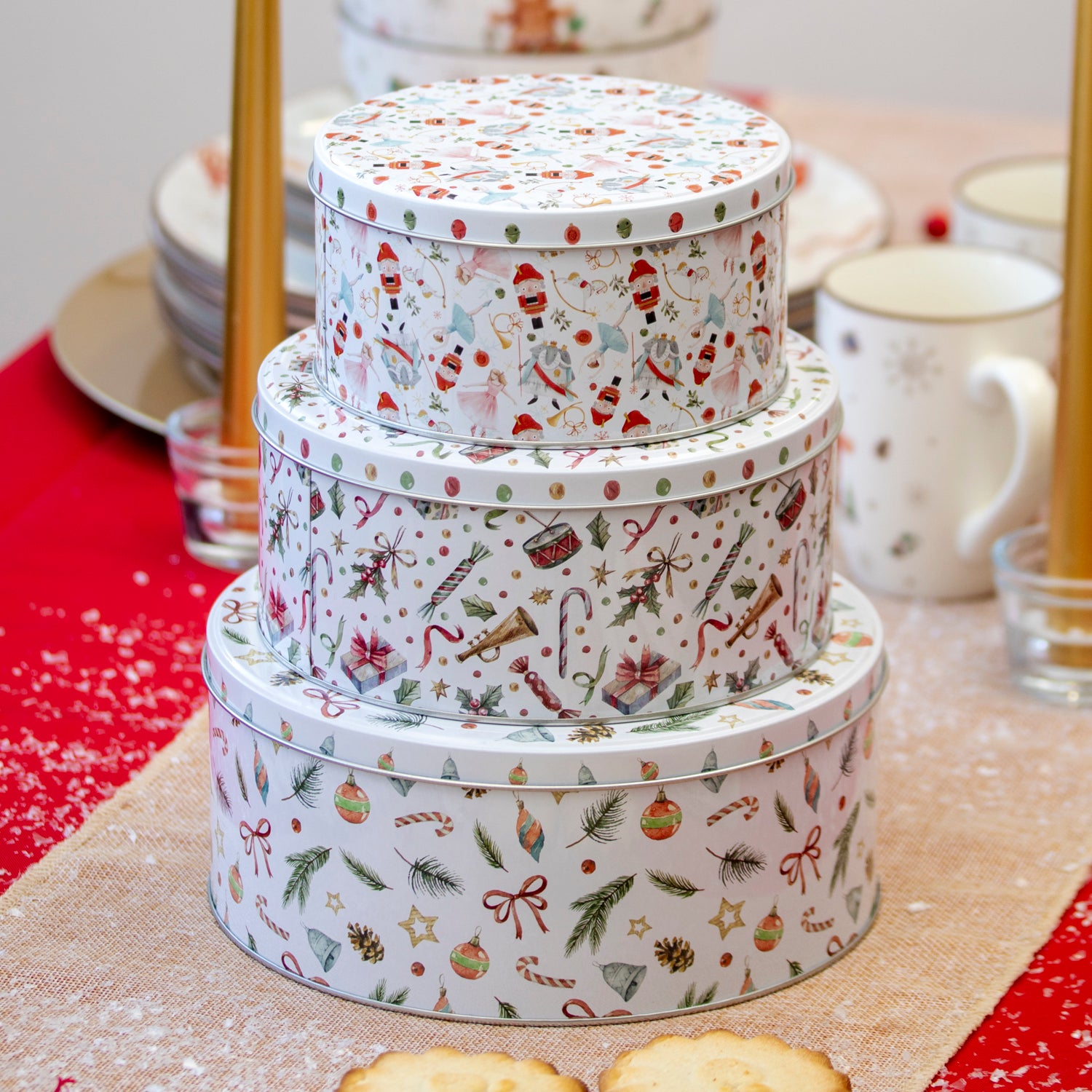 Set Of 3 Christmas Icons Nesting Cake Tins