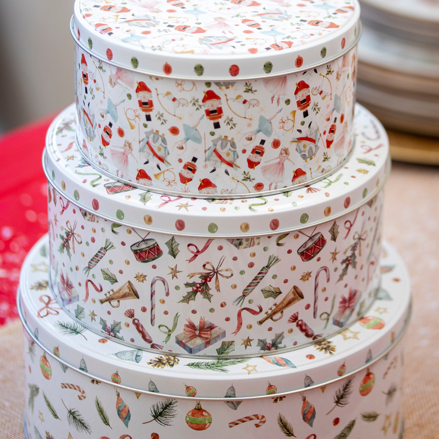 Set Of 3 Christmas Icons Nesting Cake Tins