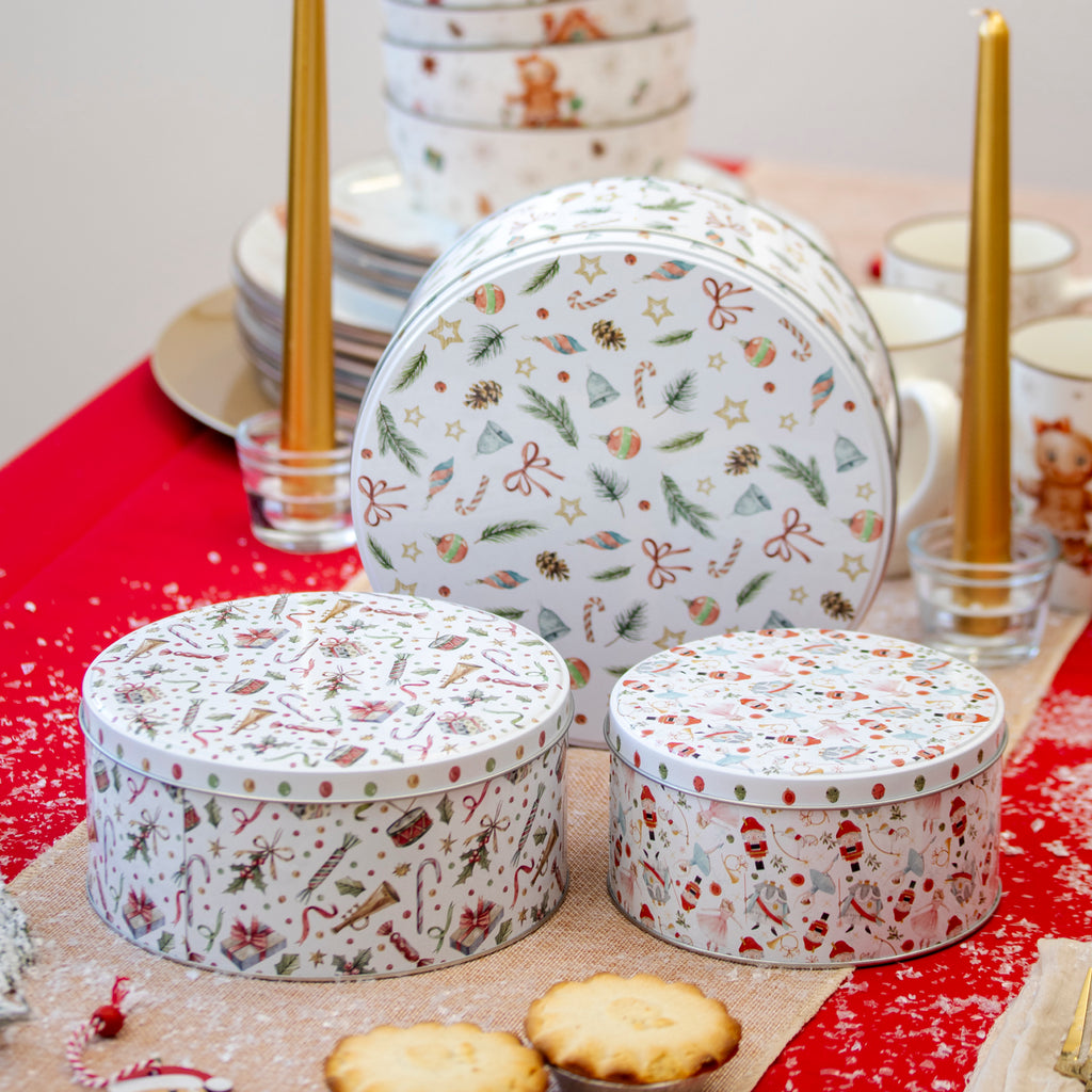 Set Of 3 Christmas Icons Nesting Cake Tins