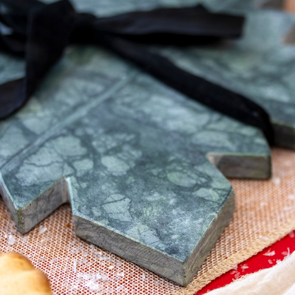 Green Marble Christmas Snowflake Serving Board
