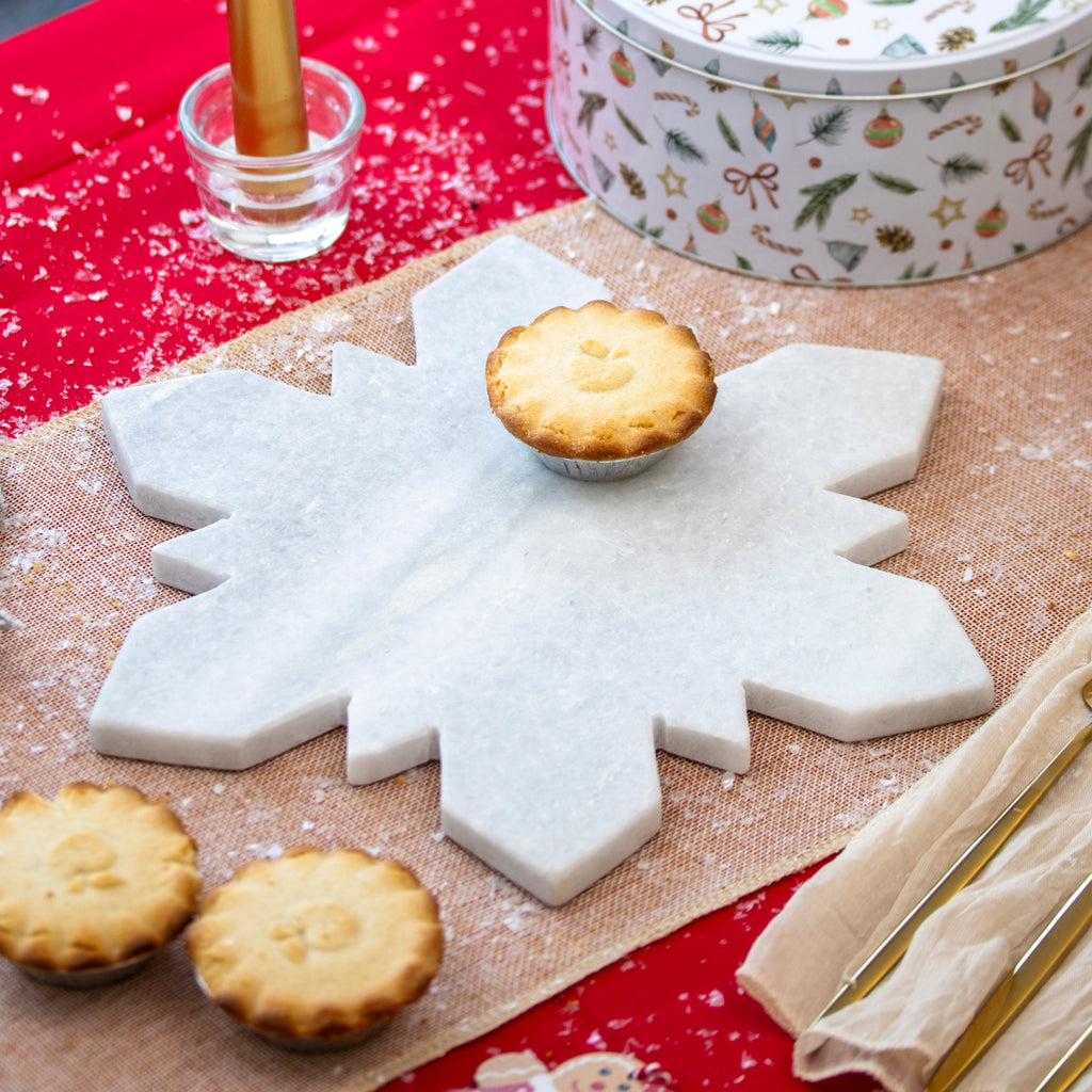 White Marble Christmas Snowflake Serving Board