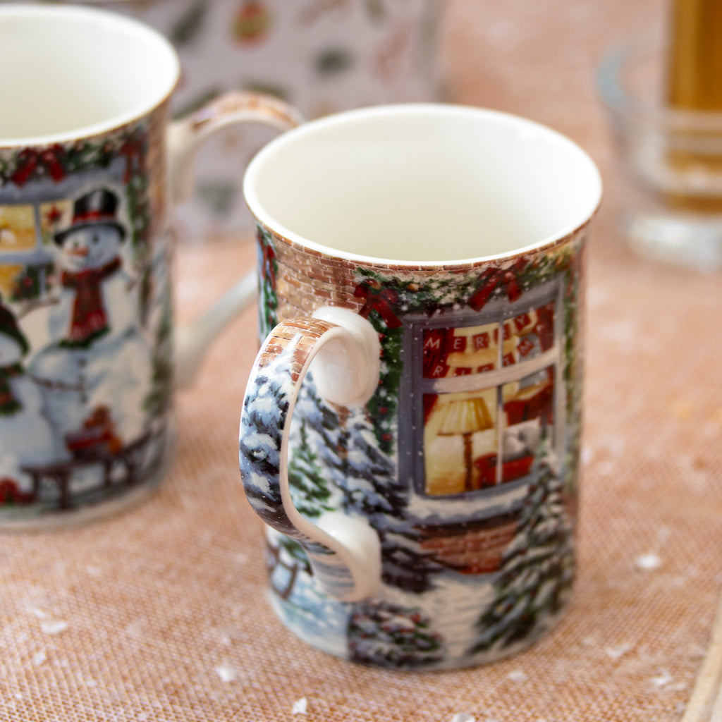 Set Of 4 Snowman Christmas Mugs