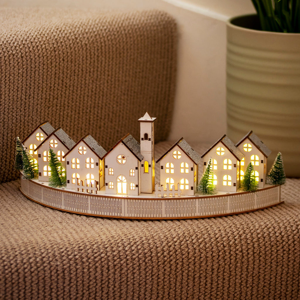 Arch Light Up Wooden Christmas Village Decoration