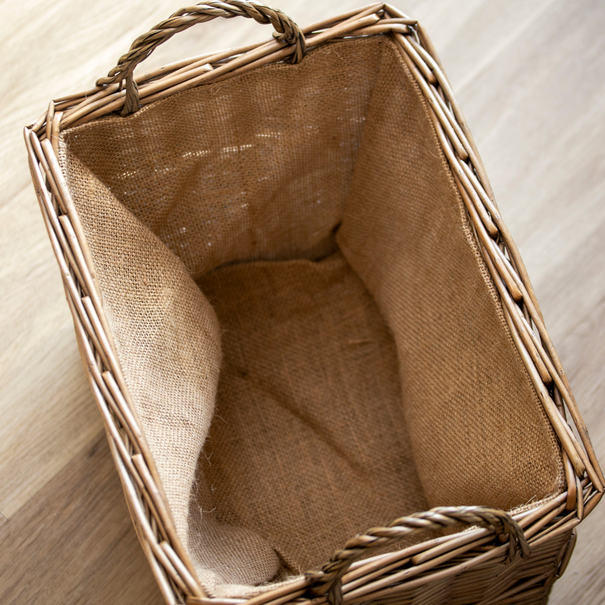 Rectangular Lined Wicker Storage Basket
