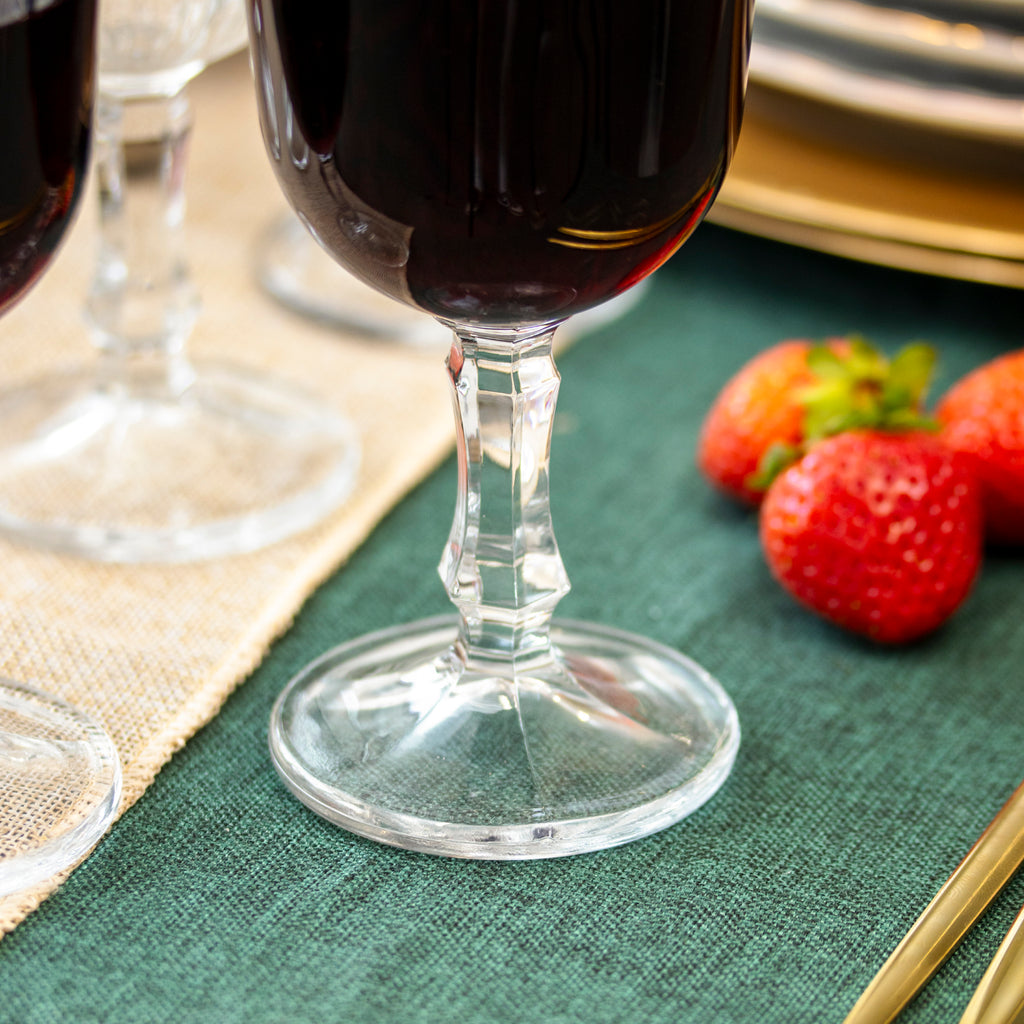 Set Of 6 Gold Rim Fluted Wine Glasses