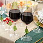 Set Of 6 Christmas Tree Tulip Wine Glasses