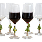 Set Of 6 Christmas Tree Tulip Wine Glasses