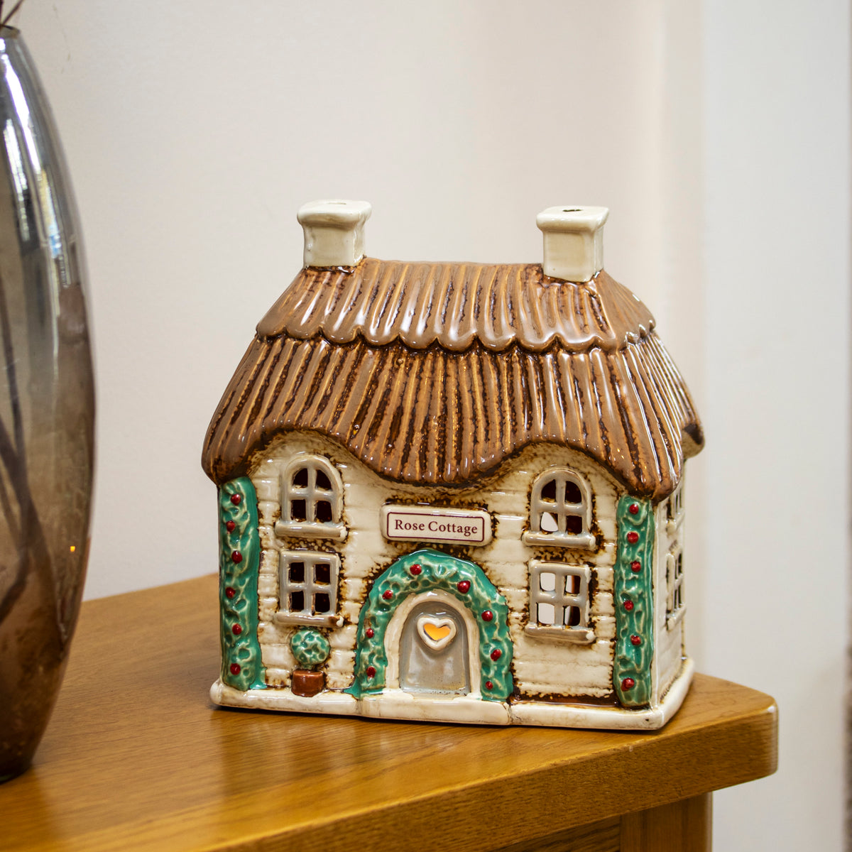 Ceramic Thatched Cottage Tealight Candle Holder