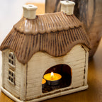 Ceramic Thatched Cottage Tealight Candle Holder