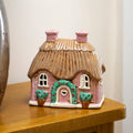 Ceramic Pink Thatched Cottage Tealight House