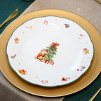 Set Of 6 Frosty Friends Scalloped Christmas Dinner Plates