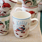 Set Of 6 Christmas Gnome Ceramic Mugs