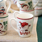 Set Of 6 Christmas Gnome Ceramic Mugs