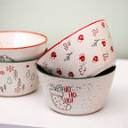 Set Of 4 Speckled Festive Christmas Cereal Bowls
