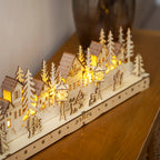 Large Light Up Wooden Christmas Village Scene