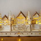 Large Light Up Wooden Christmas Village Scene