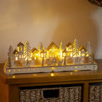 Large Light Up Wooden Christmas Village Scene