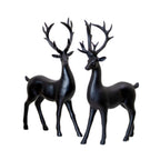 Set Of 2 Black Resin Standing Reindeer Ornaments