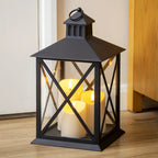 Black Triple Pillar LED Candle Lantern