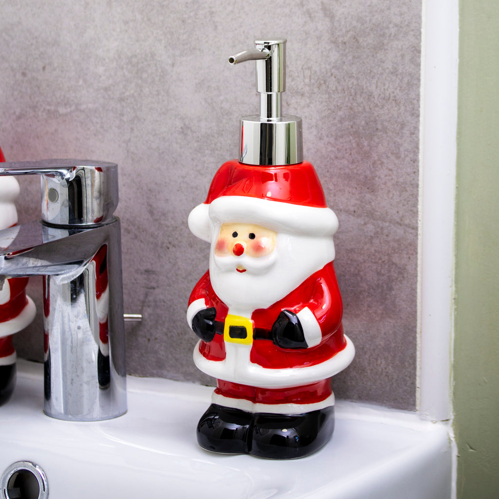 Set Of 2 Ceramic Santa Claus Soap Dispensers