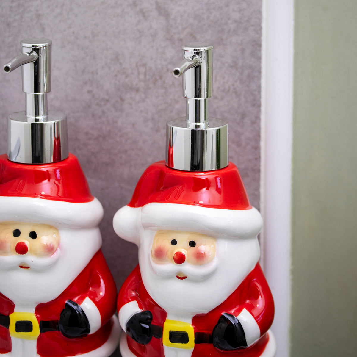 Set Of 2 Ceramic Santa Claus Soap Dispensers