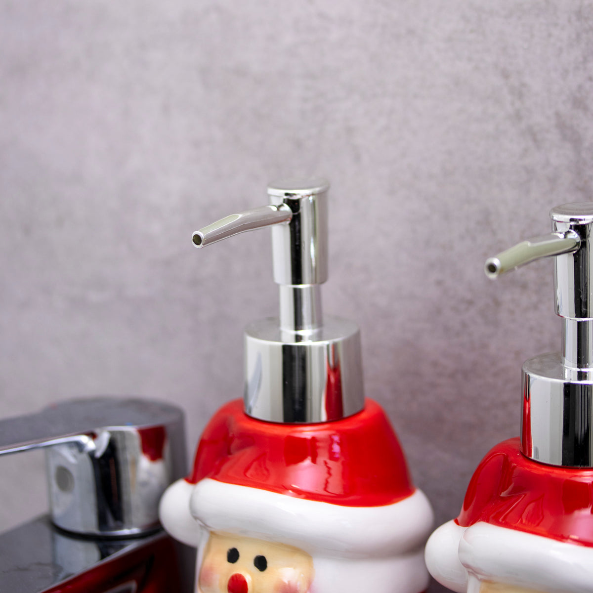 Set Of 2 Ceramic Santa Claus Soap Dispensers
