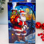 Stained Glass LED Santa On Chimney Decoration